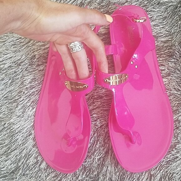 Michael Kors Jelly Gold Plate Thong Sandals I Size 8 - Picture 6 of 7